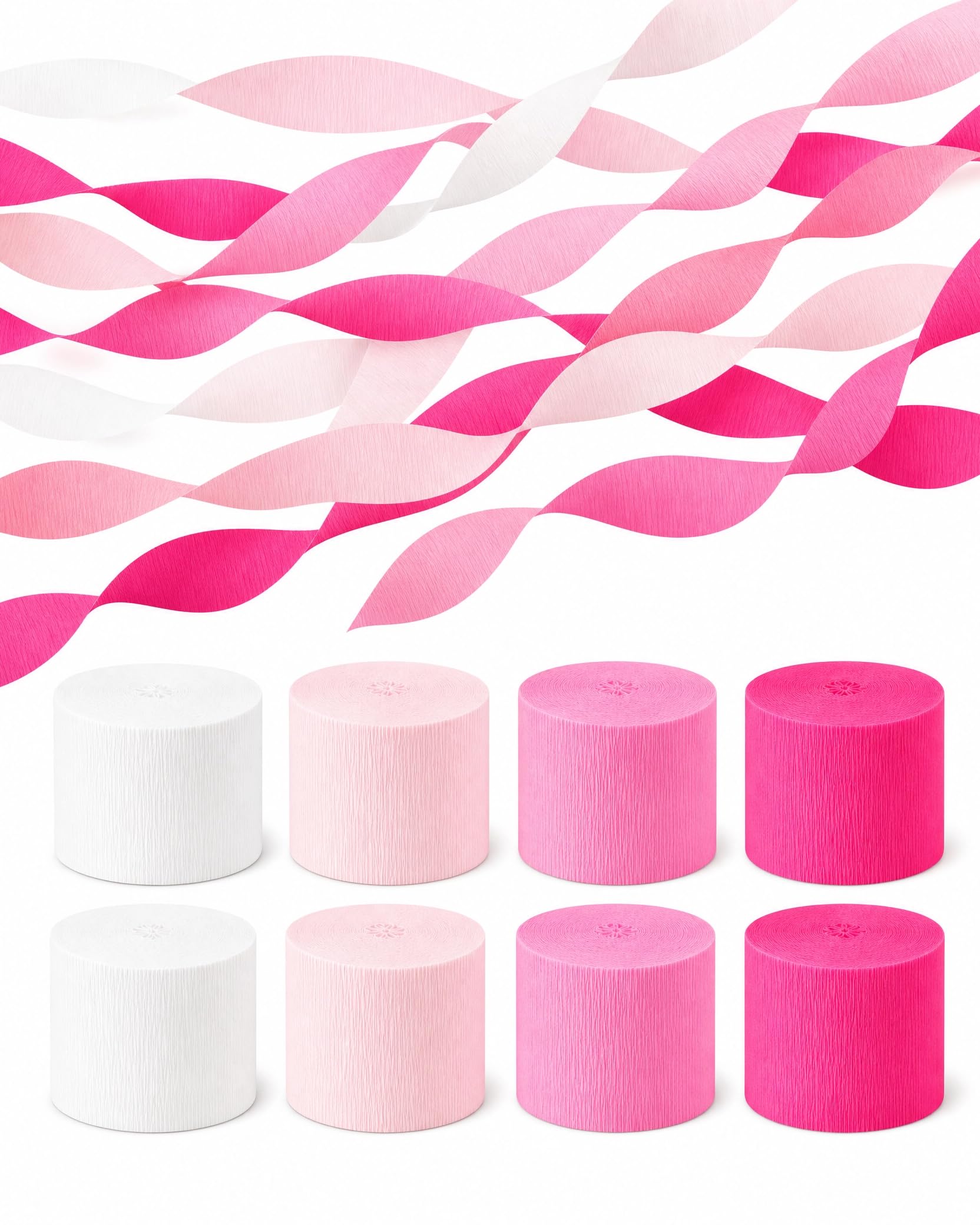 8 Pink Streamers, 656ft Pack of Crepe Paper Bachelorette Party Decorations