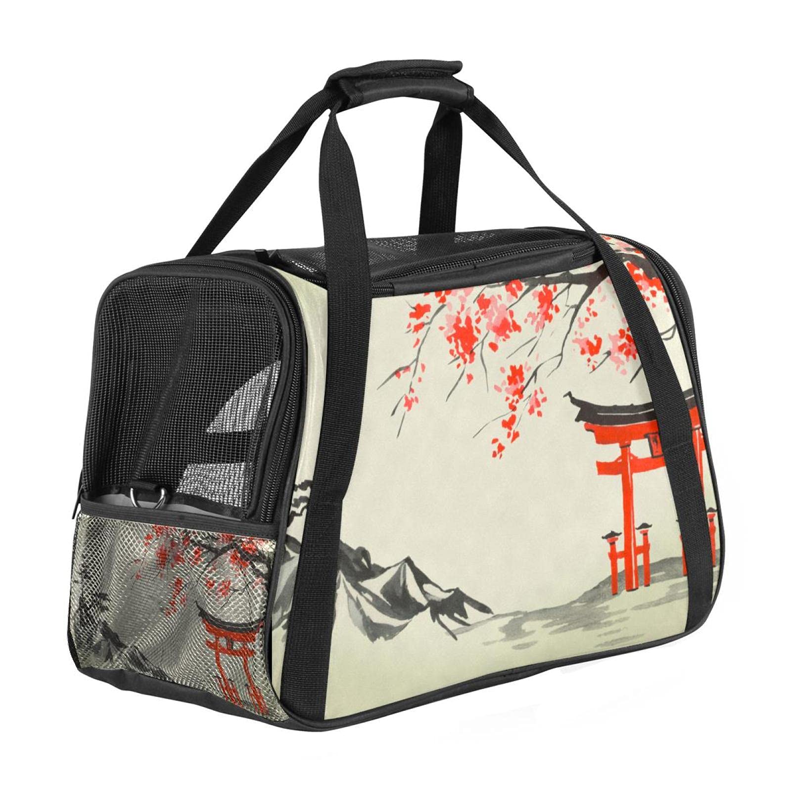 Sac de transport portable style japonais imprimé pour chat et lapin