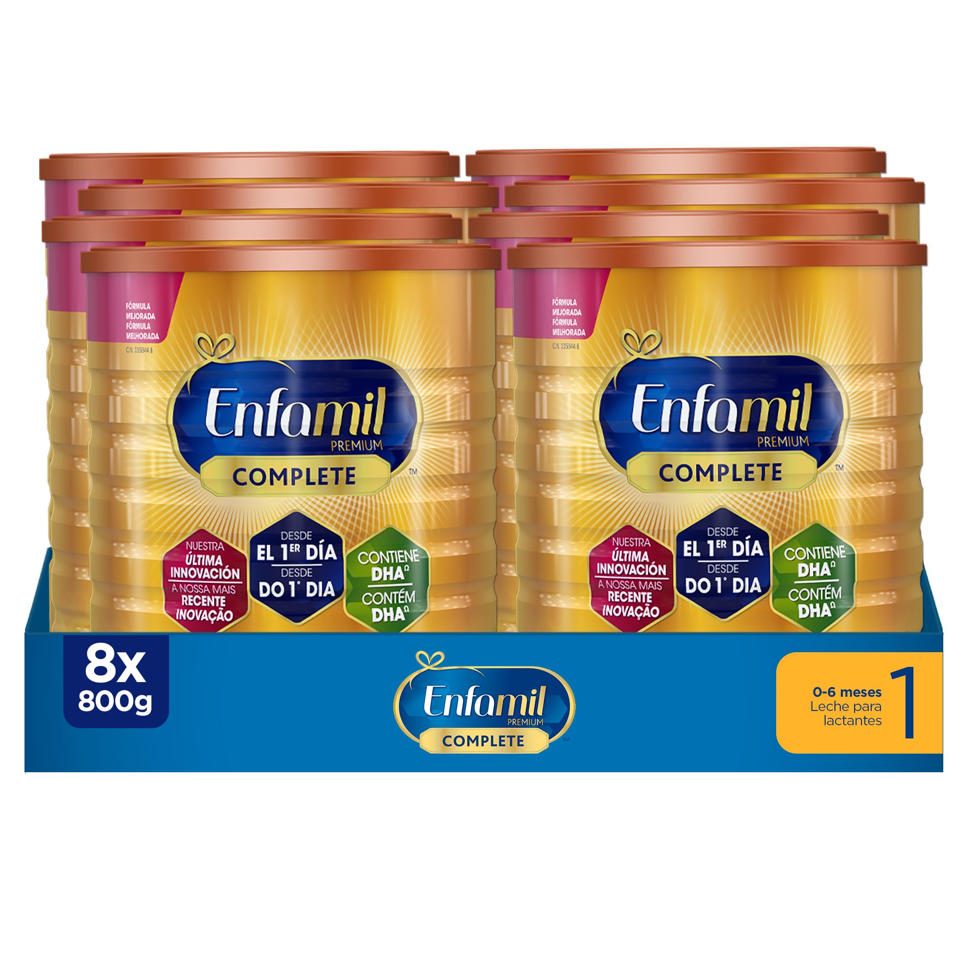 Enfamil Complete 1 - Leche Infantil Para Lactantes De 0 A 6 Meses De Edad, Fórmula Para Bebés Recién Nacidos - Pack De Latas X 00 Gr, 8 Unidad
