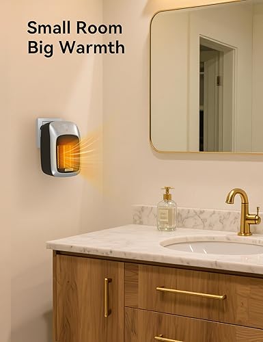 Miniatura 7 de Brightown Calentador de pared portátil enchufable para uso en interiores con termostato, calentador eléctrico pequeño de 800 W con control remoto,