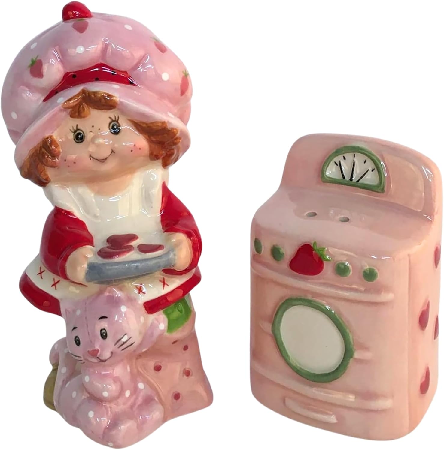 Strawberry Shortcake Vintage Oven Spices Salt and Pepper Set, 4.25"L x 2.625"W x 4"H created by Blue Sky Clayworks