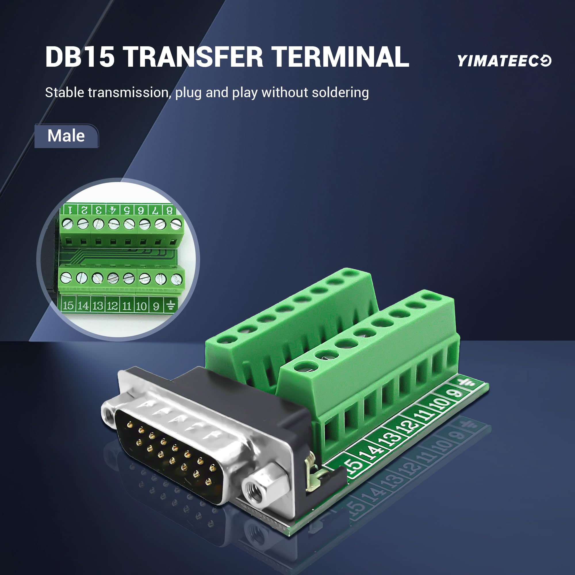 YIMATEECO DB37 Adaptateur de bornier à vis, DB37 femelle vers bloc terminal, 37 broches, sans soudure, bloc de bornier à vis, adaptateur bornier à