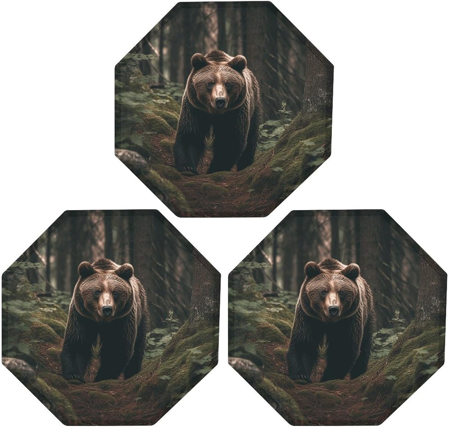 Ctagon Metal Sign for Home, Modern Display Plate for Kitchen, Bear in Tree Plates Accent Hanging Wall Decorations 3PCS for Living Room, Bedroom, Hallway, Hotel