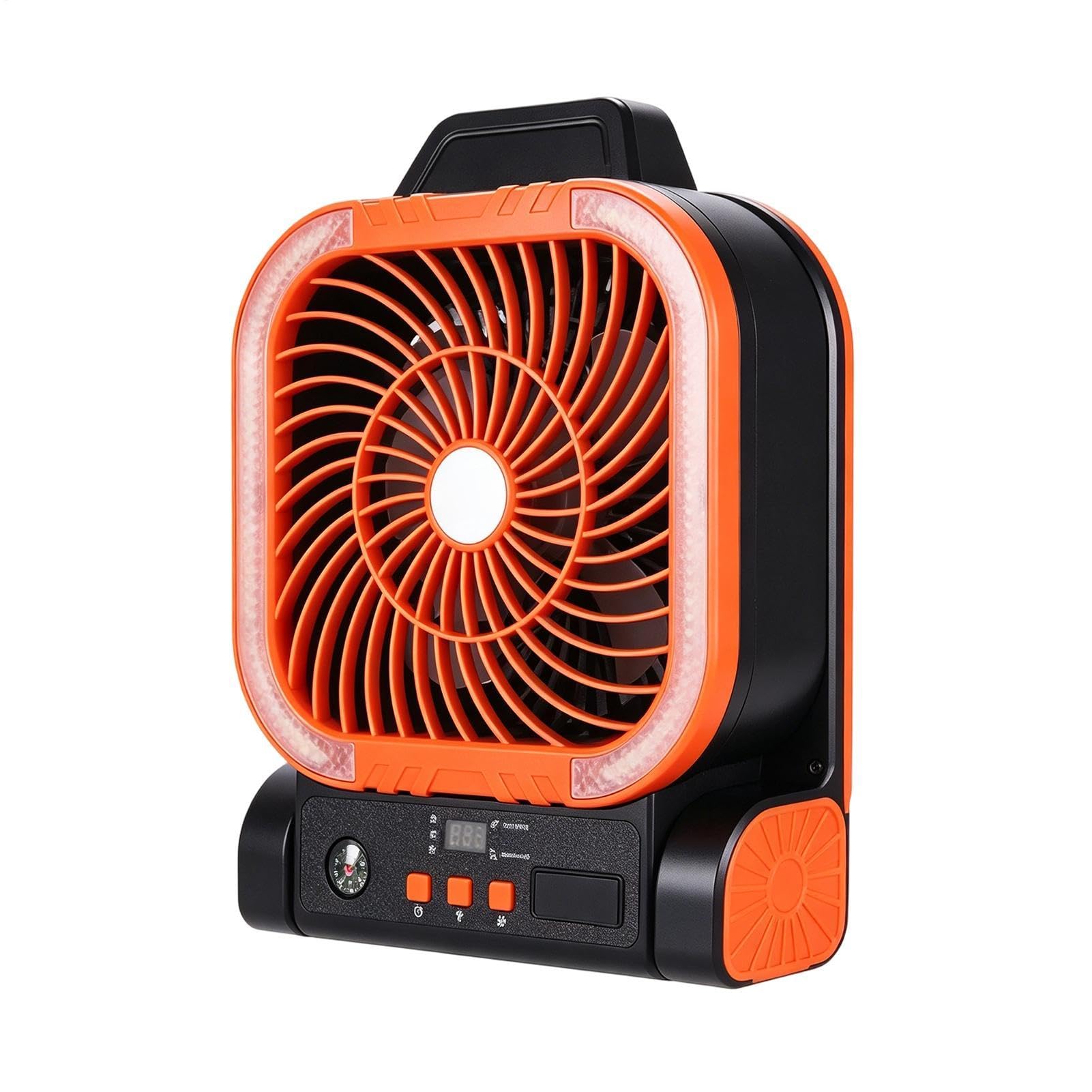 Ventiladores solares de exterior portátiles para camping y playa con luz LED