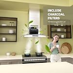 FIREGAS Wall Mount Range Hood 30 inch, 400 CFM, Ducted/Ductless Convertible, Stainless Steel Kitchen Vent Hood with 3-Speed Fan and LED Lights, Soft Touch Controls