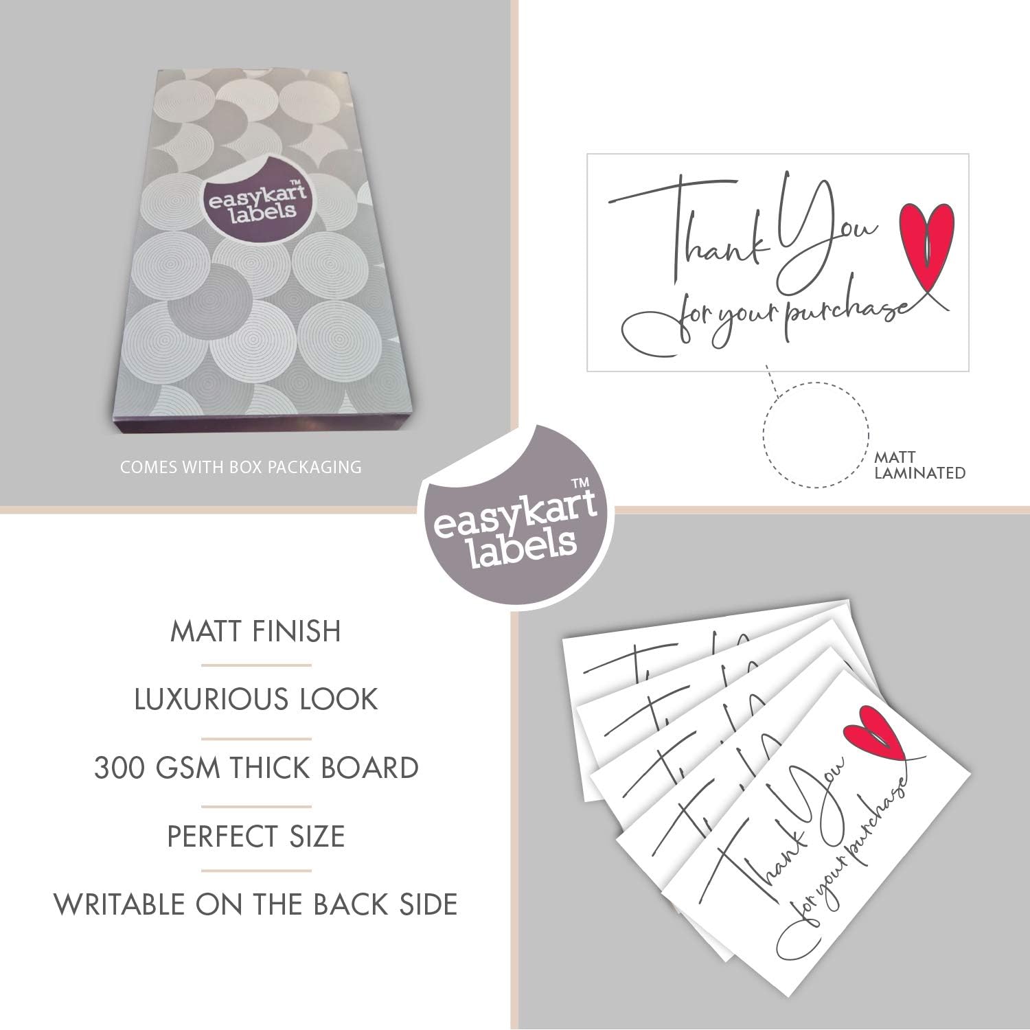 Easykart 120 Thank You For Your Purchase Cards | 300 Gsm Thick Board | Business Card sized | Highly Recommended For Small Business Owners ( 1 PACK ) : Office Products