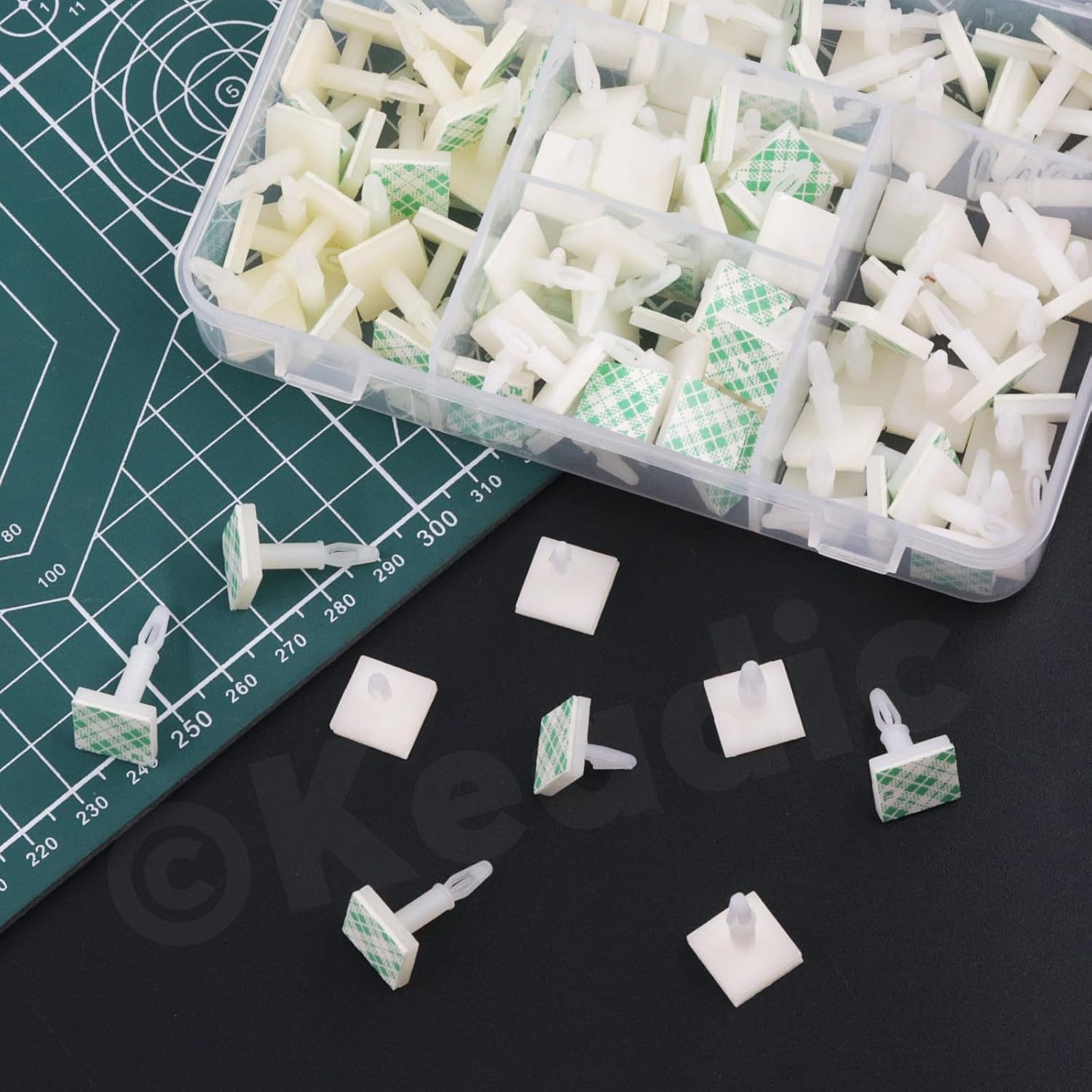 Keadic 125Pcs 5 Sizes Nylon PCB Spacer Assortment Set, Self-Adhesive Insulated Standoffs, Snap-in Posts Fixed Clips, for Supporting Height PC Board, Computer Motherboard