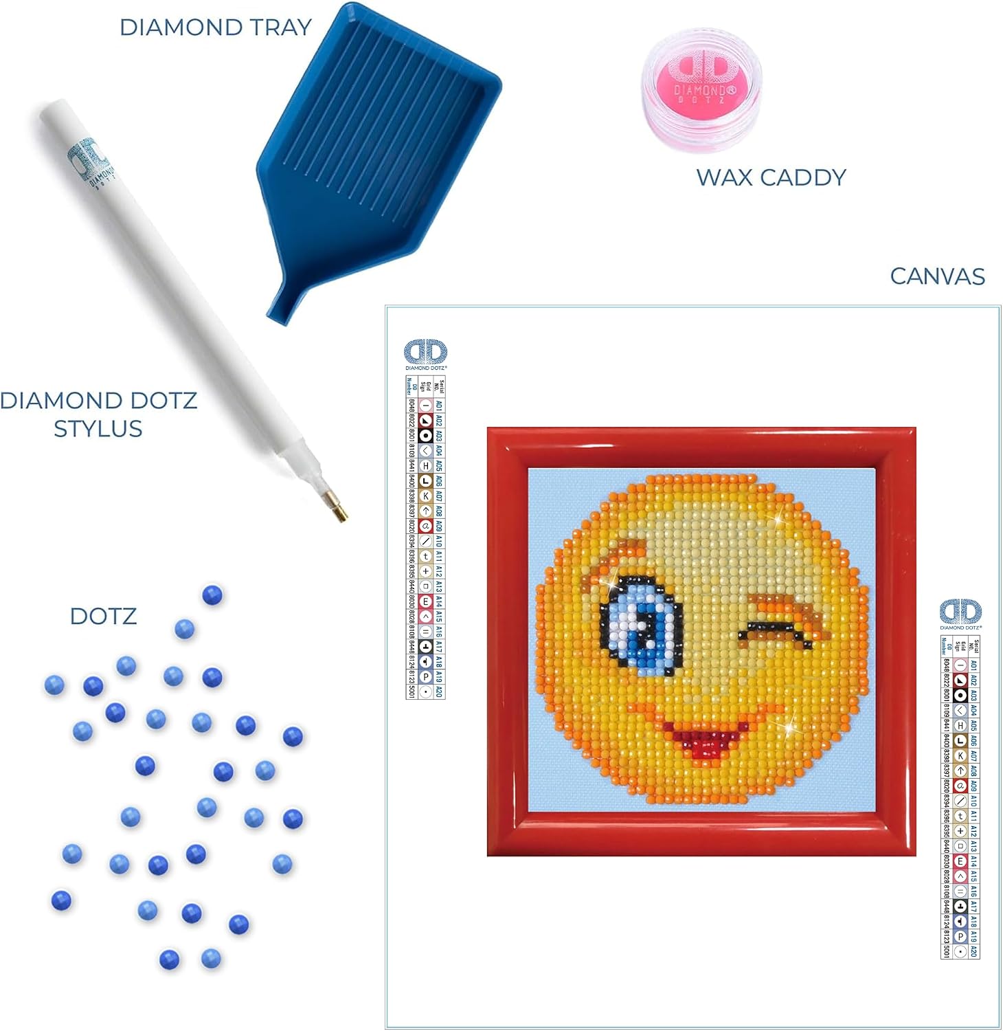 DIAMOND DOTZ Wink Wink Kit with Frame Emoji Diamond Painting Kits for Adults - Diamond Art Kits a Relaxing Creative Craft Kit with Dotz Gems 3.5"x3.5"