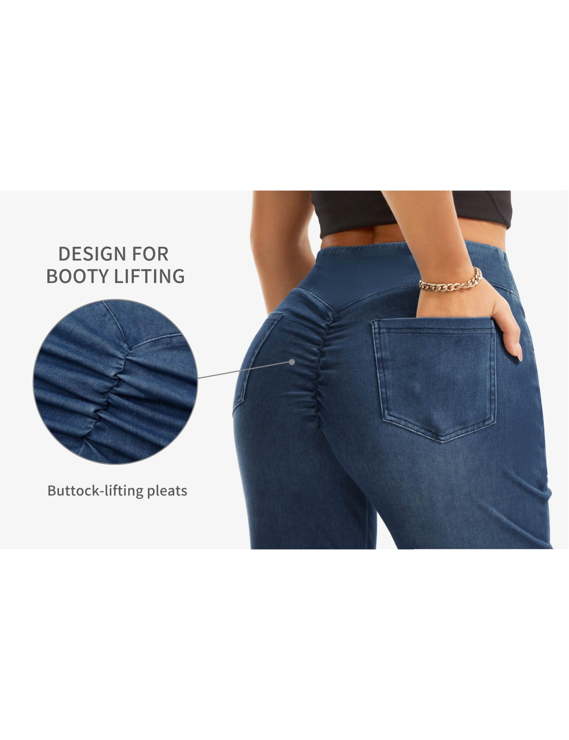 THE GYM PEOPLE Damskie dżinsy Scrunch Butt Bootcut Stretch Flared