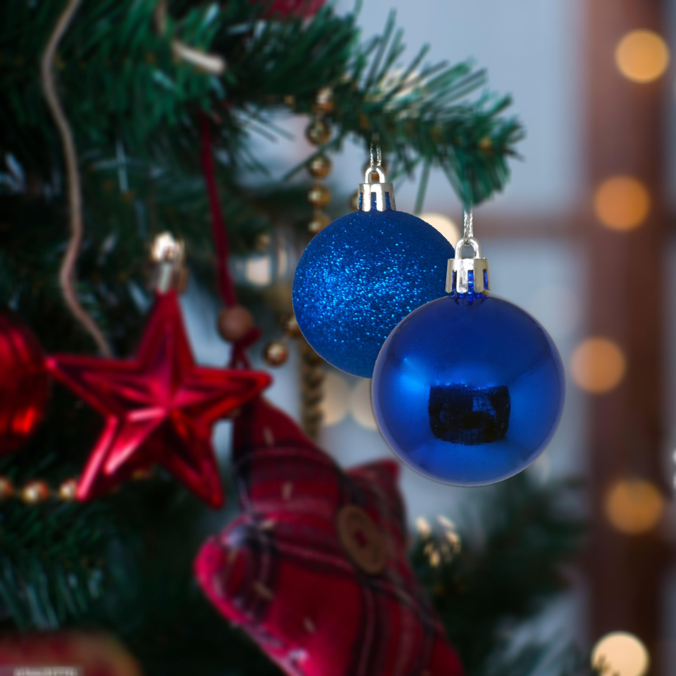 Excel Impex Insej Large Xmas Blue Balls Prop for Decorating Christmas Tree and Hanging on Walls, Doors (2.5 Inch Dia)- Set of 12 Pieces 2