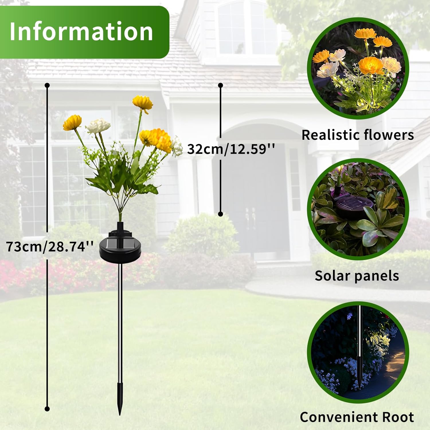 Solar Garden Snow Lotus Lights, 3-Pack 21 Flowers, Waterproof Auto On/Off Pathway Lights for Yard, Walkway, Patio & Cemetery Decor in Yellow