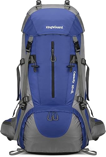 70L camping senderismo mochila con cubierta de lluvia impermeable mochila para senderismo treeking escalada al aire libre, Azul (deepblue), Mochila
