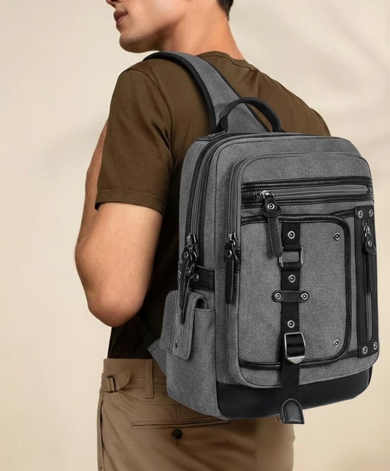 Schkleier Messenger Bag for Men Canvas Sling Bag Crossbody Backpack Laptop Shoulder Bag Hiking Daypacks Casual Tactical - Image 2