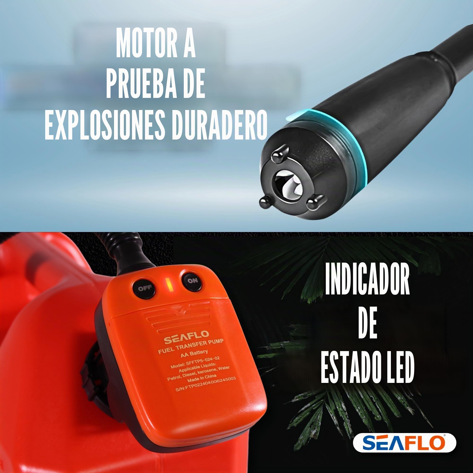 SEAFLO 552135 BOMBA DE TRANSFERENCIA AUTÓNOMA para Combustible, Aceite, Agua, Adblue, 9L/MIN