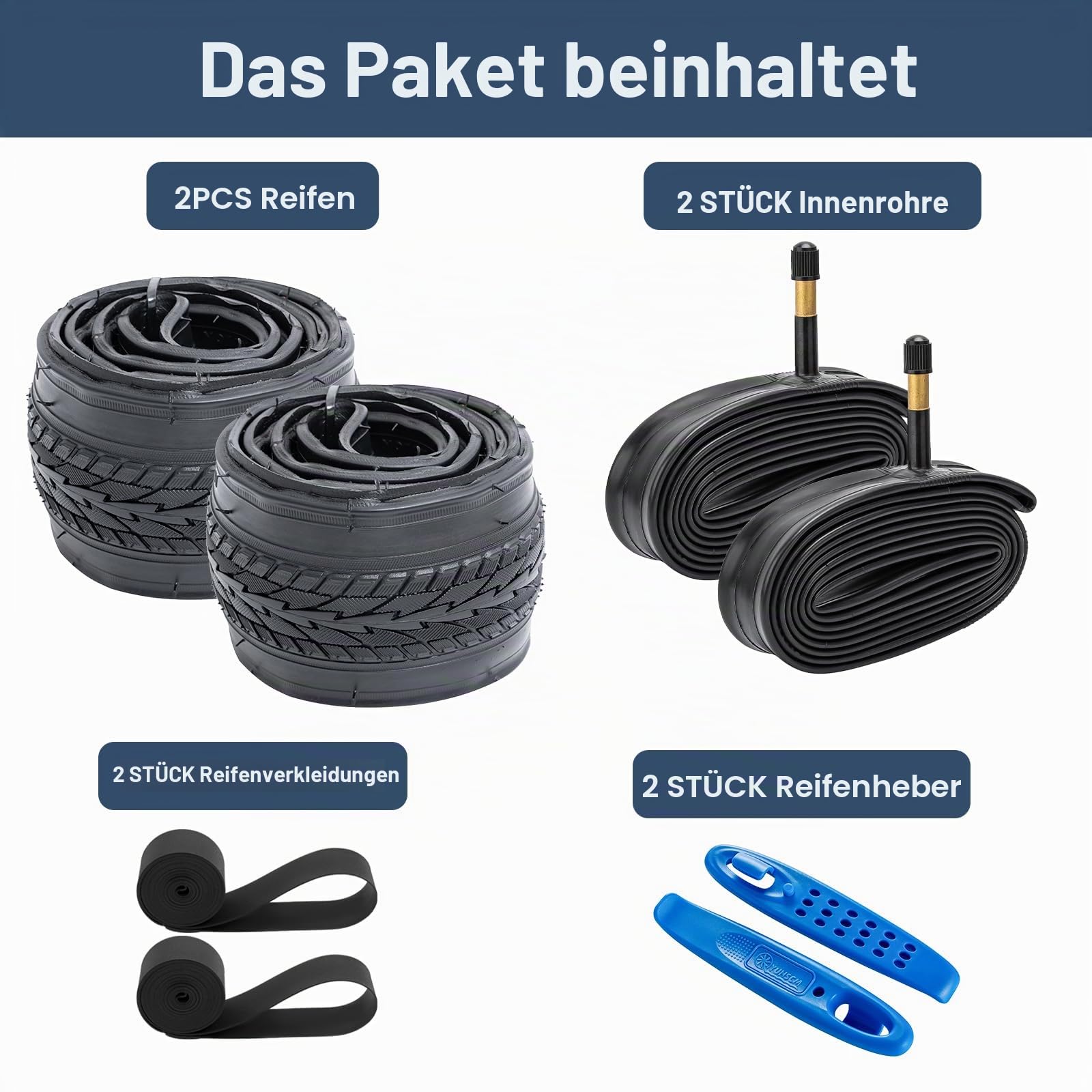 decathlon rennrad mantel YunSCM 2-Pack Faltbarer 28 Zoll Fahrradreifen 700x38C 28x1.50 40-622 und 700C Schlauch AV48mm Schrader Valve kompatibel 38-622 700x38C 700x40C Reifen Sport & Freizeit Colour:Royal Blue/Grey Mountainbike Tour durch die UPC : 650415212569