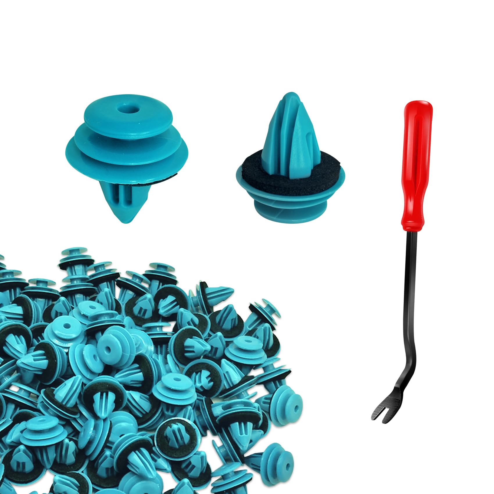 PACLVIO 50Pcs Trim Door Panel Retainer Clips, Car Push Fastener Clips, Trim Door Panel Retainer Clips with Fastener Remover, for Toyota Corolla Camry Sequoia Tundra Tacoma, Replace OEM: 90467-10188