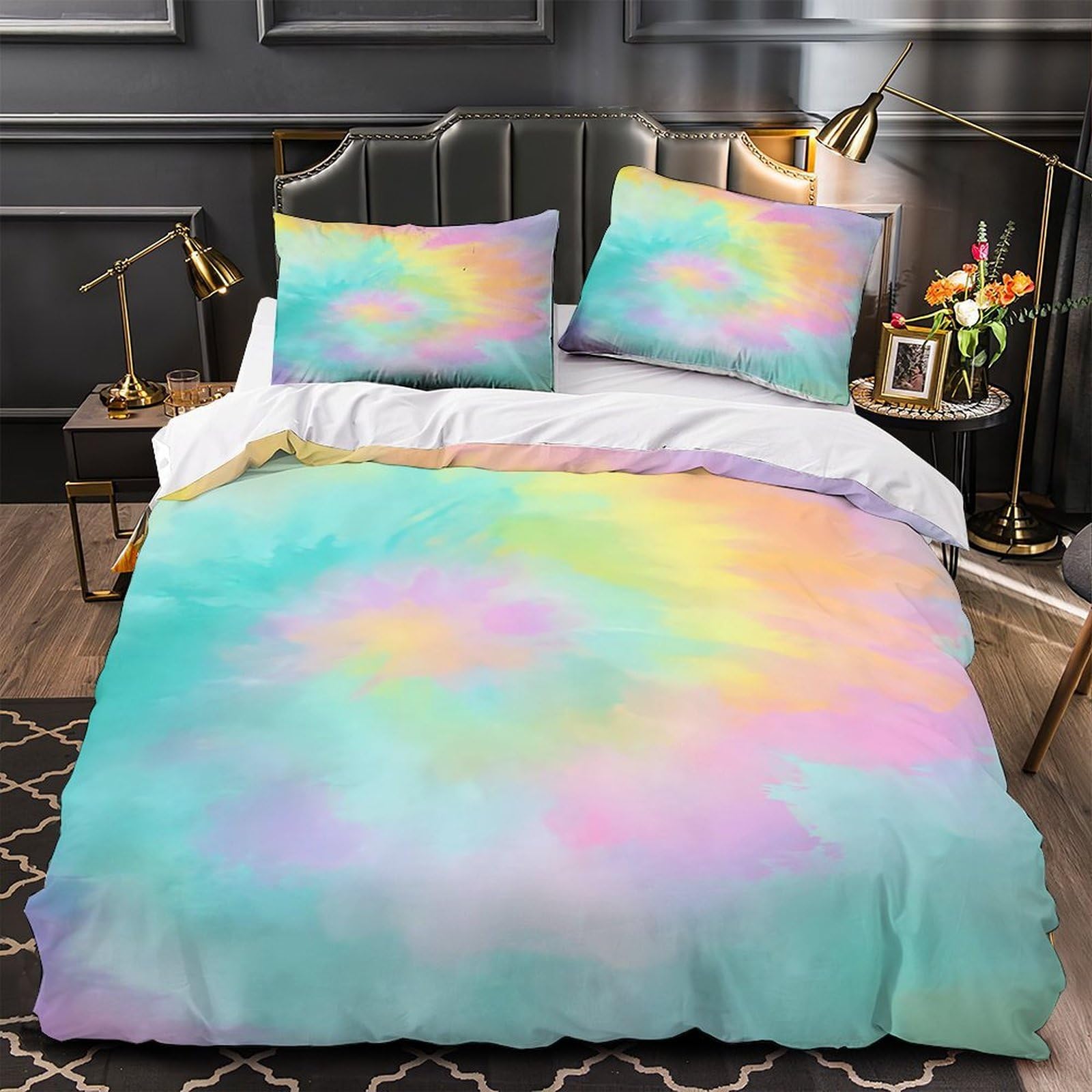 UFVZBNFAN 3D Print 3-Piece Bedding Set Home Decor Super Soft Abstract Watercolor Quilt Cover Washable Anti-allergic for Adults,Teenagers,Girls Soft Pastel Background Duvet Cover Single（135x200cm）