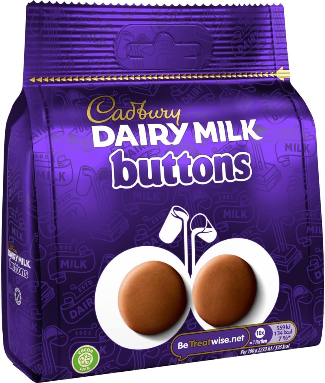 Cadbury Dairy Milk Giant Chocolate Buttons Bag, 95g, Parfait pour partage avec amis et famille, Pack de 10