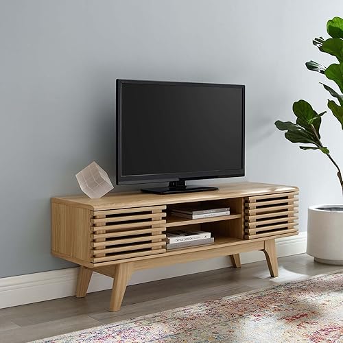 Miniatura 2 de Modway Render Mid-Century - Mueble de TV moderno de perfil bajo de 46 pulgadas para consola multimedia en roble, 46 pulgadas