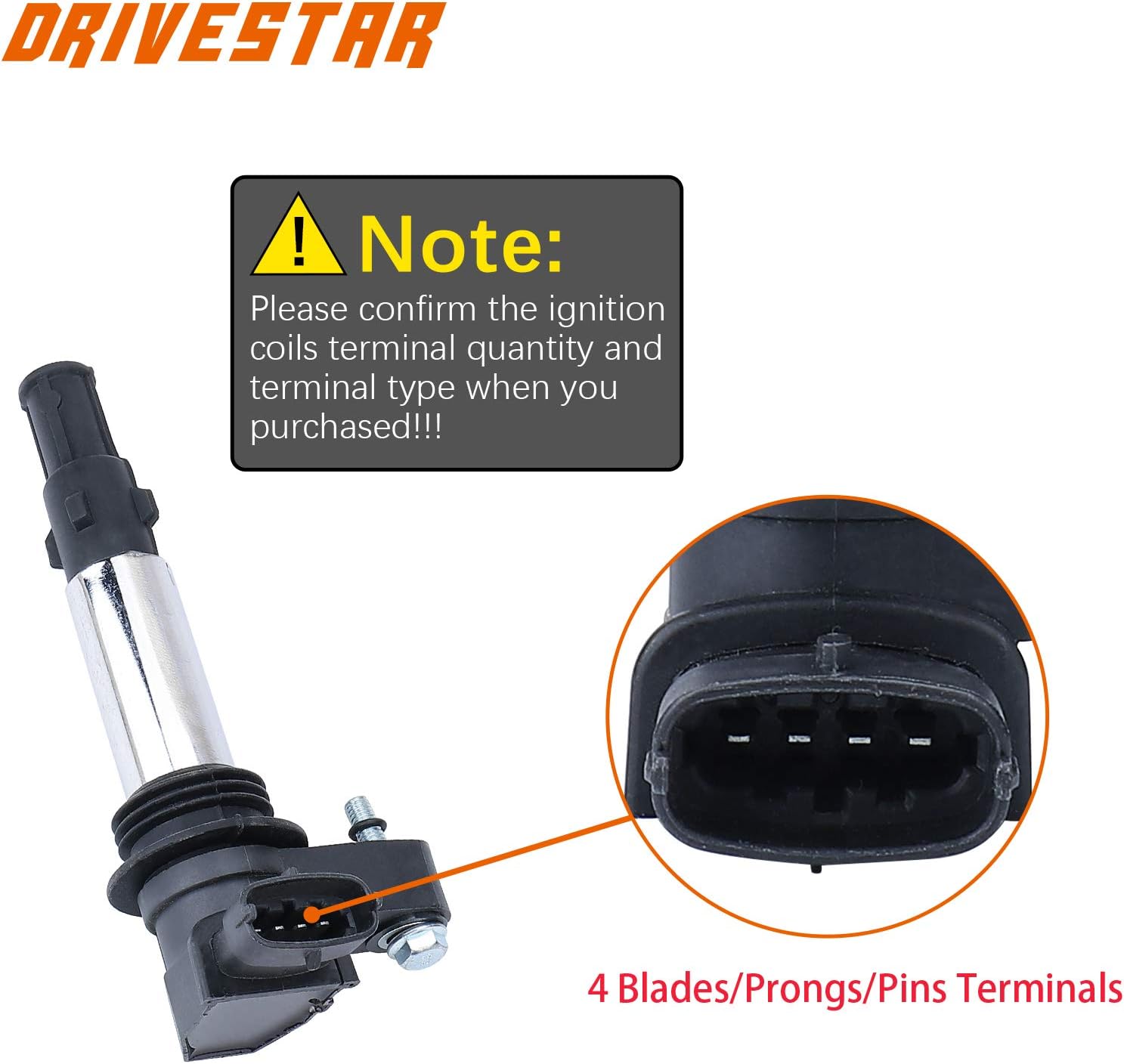 DRIVESTAR 6pack Ignition Coil Pack Compatible for 2004-2009 Chevrolet Traverse Buick Enclave Cadillac CTS STS GMC Saab Saturn 9-3 V6 2.8L 3.6L Replacement UF375 C1508 D501C D510A 5C1551