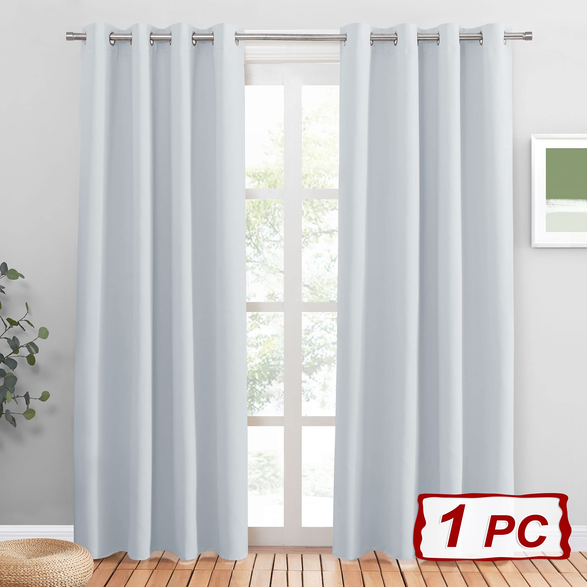 PONY DANCE Curtain for Bedroom - Curtain Thermal Door Curtain with Eyelet for Living Room Bedroom Kid Adulte Privacy Screen Blackout Drapes, 1 Panel, W 52-in by D 72 in, Greyish White - Image 3