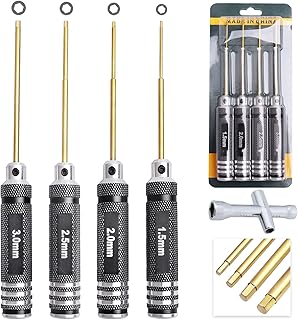 Hobbyfire RC Hex Driver Set 1.5mm 2.0mm 2.5mm 3.0mmHex Allen Screwdriver for Traxxas Slash Rustler Stampede Hoss Axial SCX10 SCX24 RC Models (4PCS)