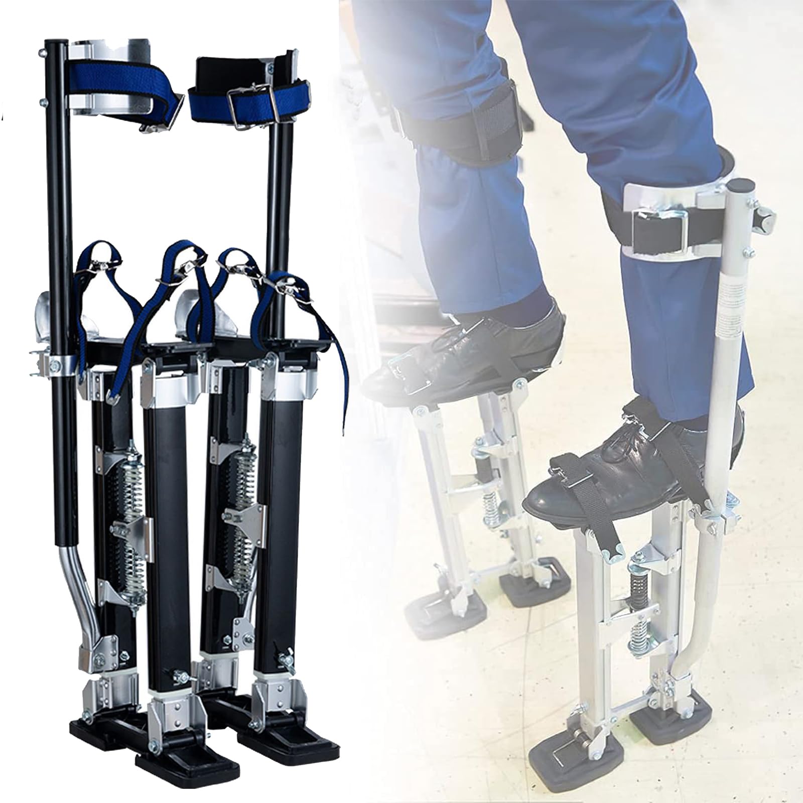Szczudła robocze, (szczudła do płyt gipsowo-kartonowych, profesjonalne szczudła do płyt gipsowo-kartonowych ze stopu aluminium, regulowane paski, szczudła budowlane do tynkowania płyt gipsowo-karton