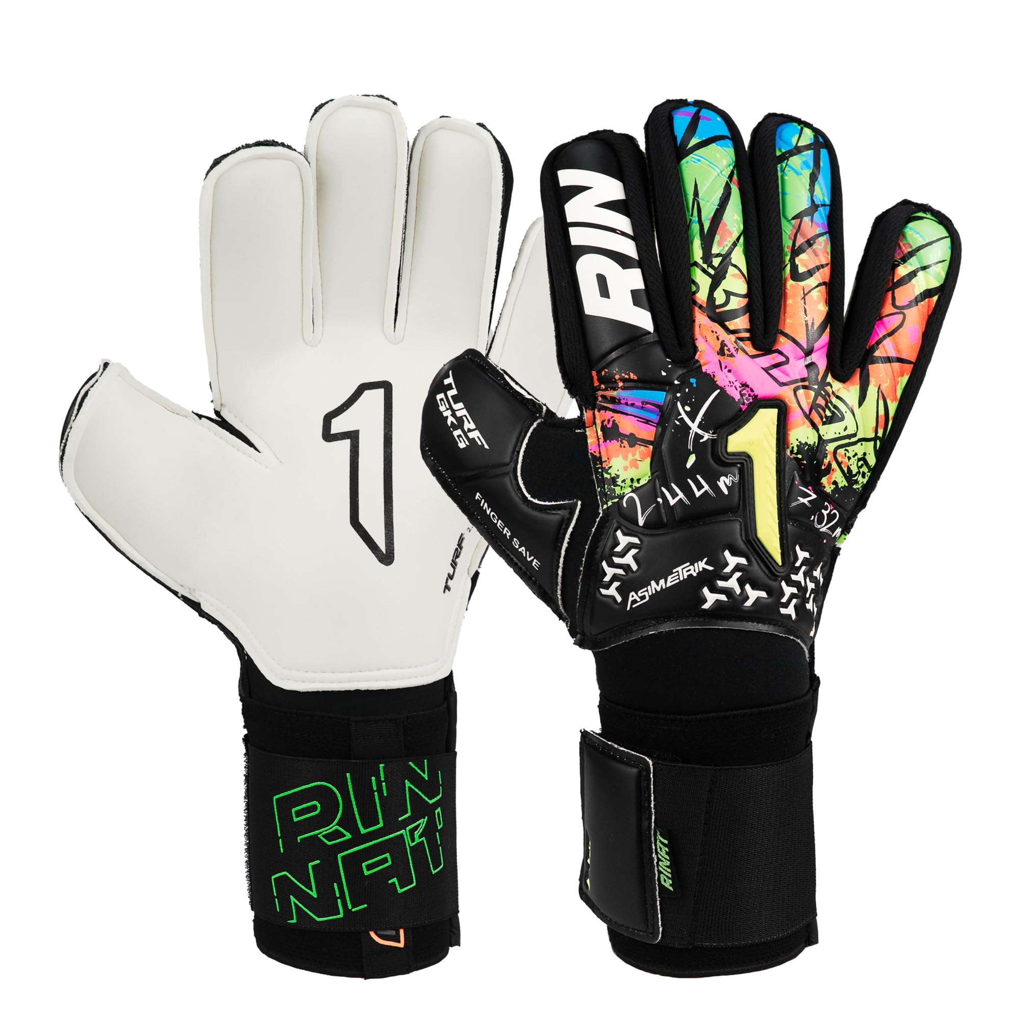 Rinat Asimetrik Spine Turf Junior Goalkeeper Gloves, Black, Size 6