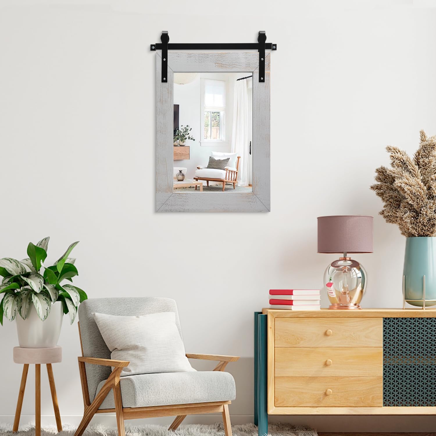 Spiegel Rustiek Hout 50x50x4 cm | Showroommodel - www.arc