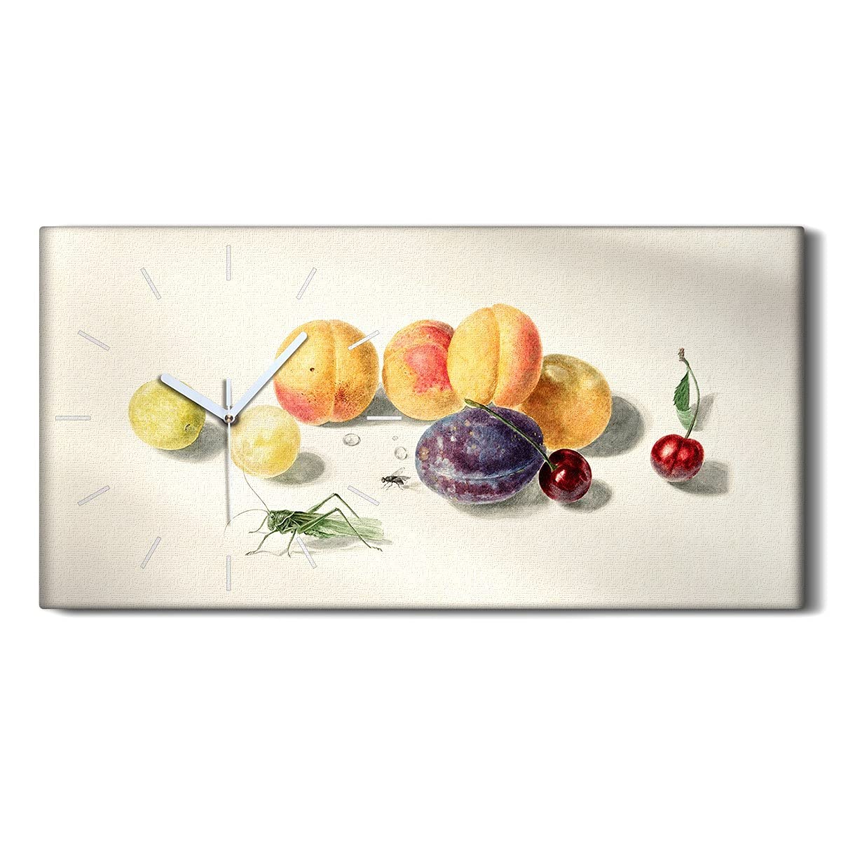 Horloge sur Toile Fruits Cerises 60x30cm pour Salon et Chambre moderniser votre mur