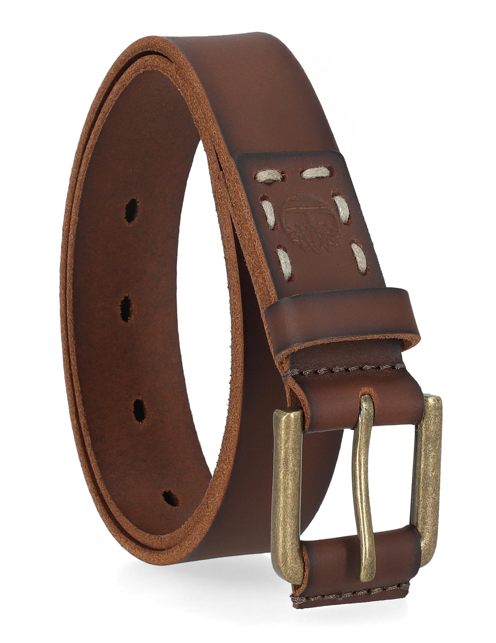 Timberland Boys' Leather Belt for Kids, Brown, Large