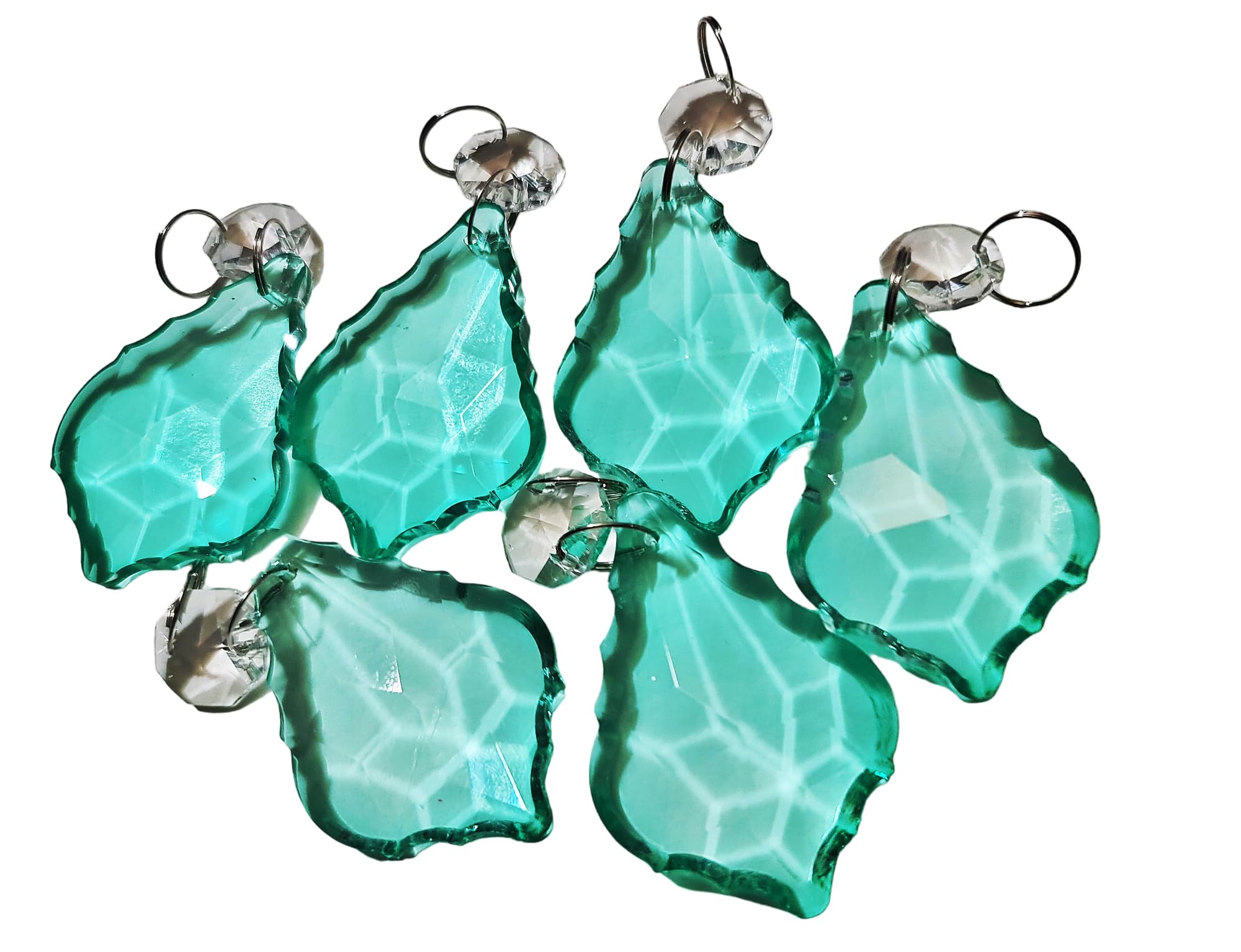 6 Chandelier Drops Wedding Decorations Party Decor Droplets Cut Glass Crystals Window Sun Catchers Beads Prisms Christmas Tree Light Parts (6 AM LEAF2)