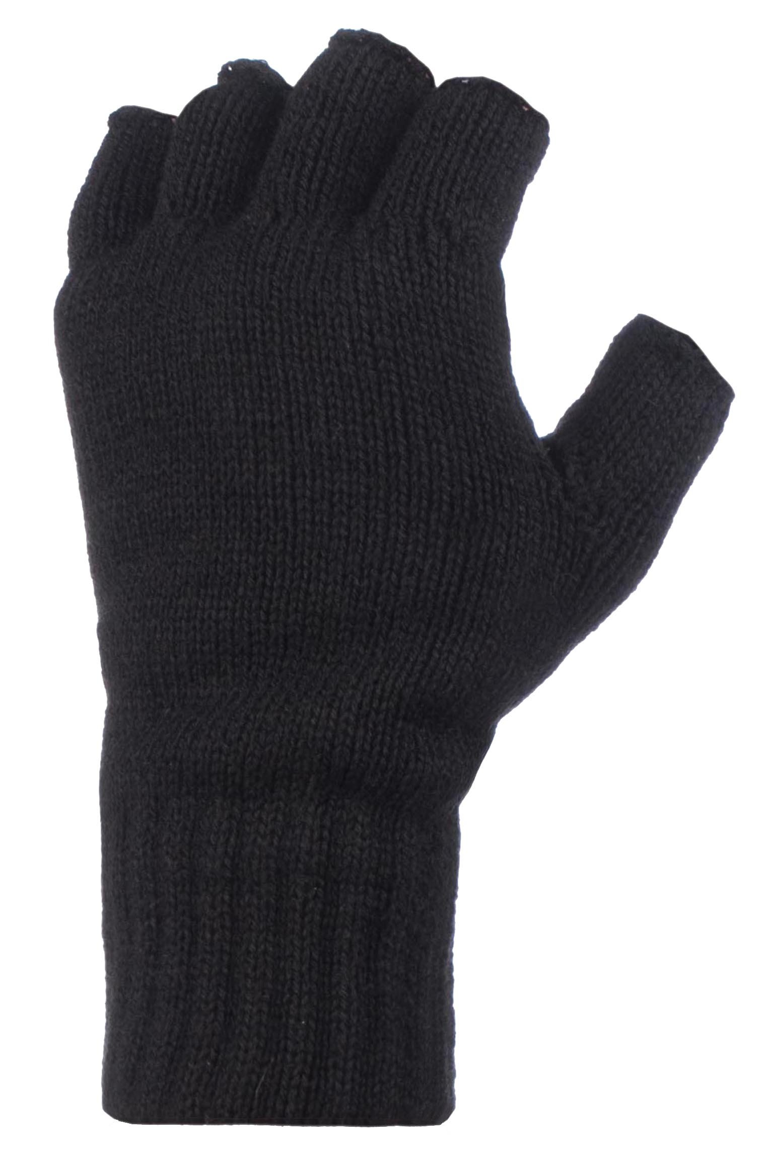 Heat Holders Men's Black 1 Pair 2.3 Tog Heatweaver Yarn Fingerless Gloves One Size