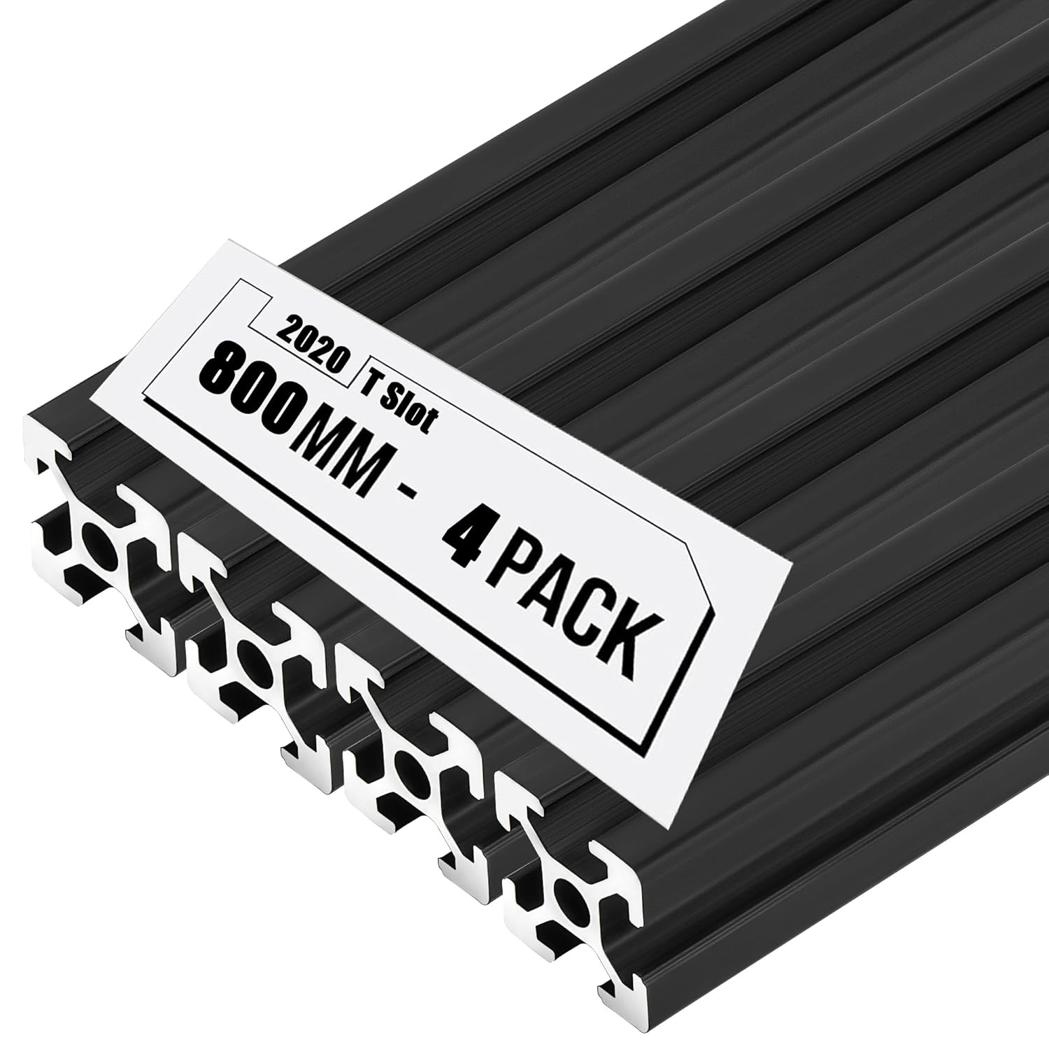 4PCS 31.5inch 2020 Aluminum Extrusion,T Slot Extruded Aluminum Rail, European Standard Anodized Black Linear Rail, for 3D Printer Laser Engraving Machine CNC Workbench DIY (800MM, 4)