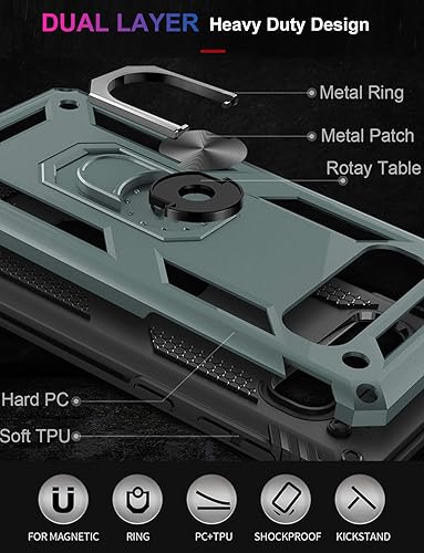 Miniatura 2 de Funda para Galaxy S10+ Plus, funda para Samsung S10+ Plus, grado militar, 16 pies, probada en caídas con soporte de anillo magnético, compatible con