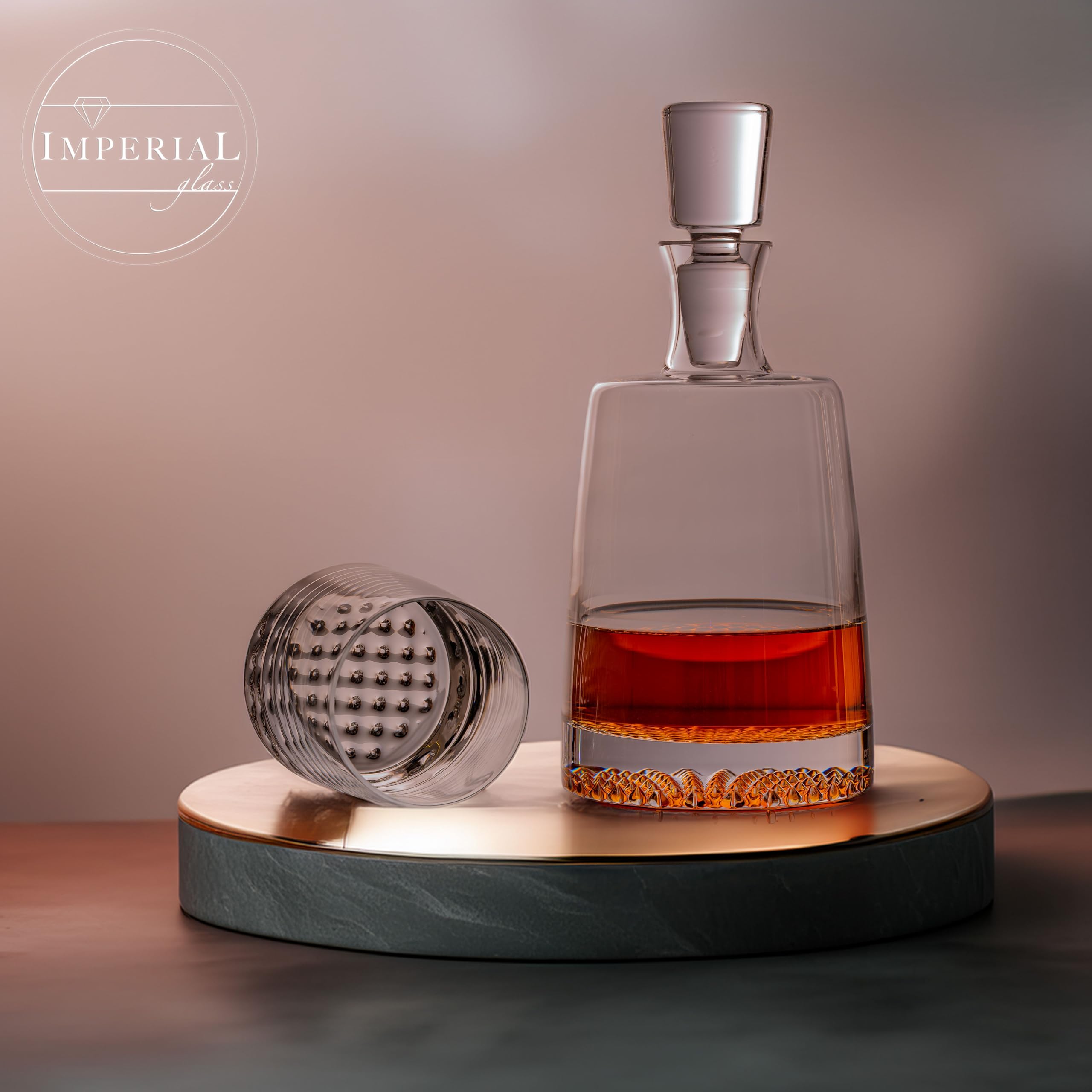 Faro zestaw 6 szklanek do whisky 380 ml szkło kryształowe strukturalne dno zmywarka