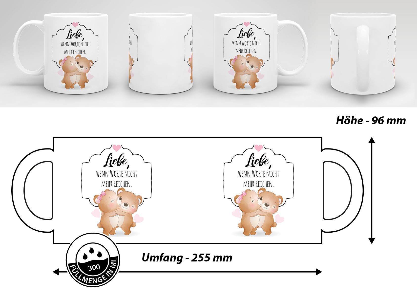 „Einfach Glücklicher, Wenn Du Da Bist“ – Motivtasse Mit Bärchen-Design, Spülmaschinenfest, Weiß