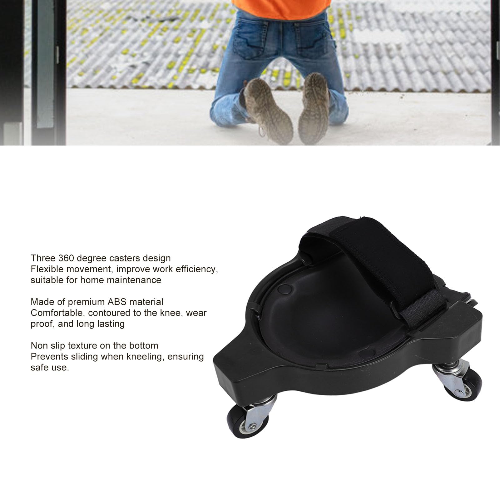 Drfeify Rolling Knee Pad, Wheeled Comfortable Mobility Knee Creeper with Casters for Floor Painting Car Repair - Image 4