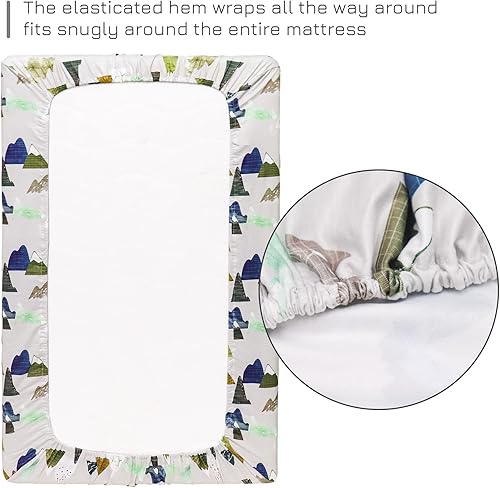 Miniatura 5 de Mini sábanas para cuna Mountain Pack N Play, suaves, transpirables, portátiles, para bebé niño