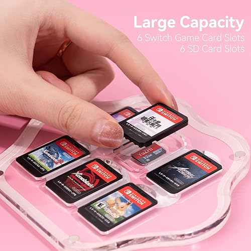 Miniatura 2 de U Core Cute Cat Paw Game Card Case Compatible with Nintendo Switch- Transparent Hard Shell Game Card Holder for Switch Card Storage with 6 Game Card