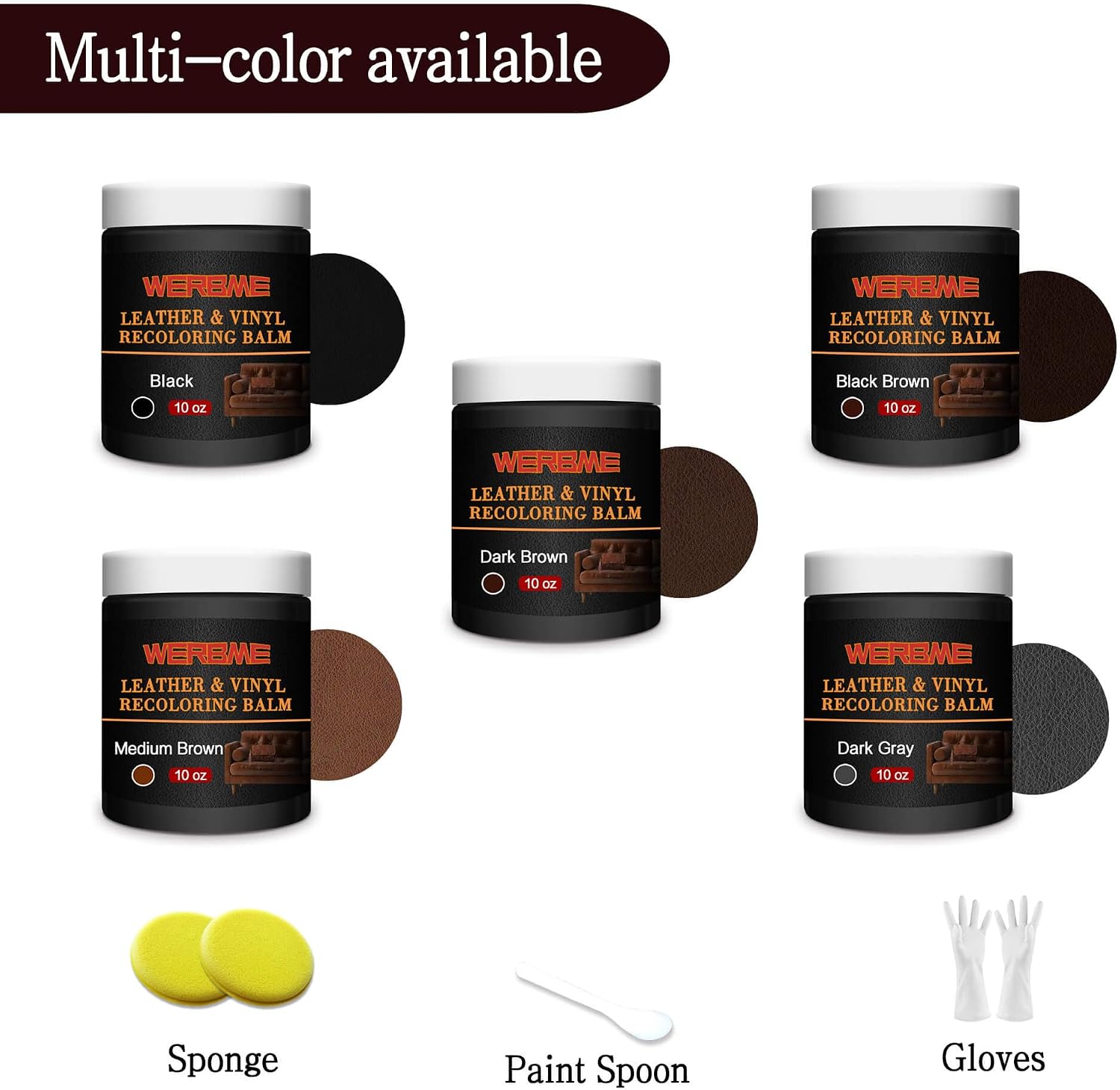 Leather Recoloring Balm, 10 OZ Dark Gray Leather Dye Recolor, Leather Scratch Remover, Leather Repair Kit for Furniture Restore & Renew Restore Cracked, Scuffed and Peeling Leather
