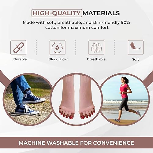 Miniatura 6 de Happy Feet Toe Separator Alignment Socks - Comfortable Toe Separator Socks Massage Sock  Prevent Foot Cramp and hammertoes