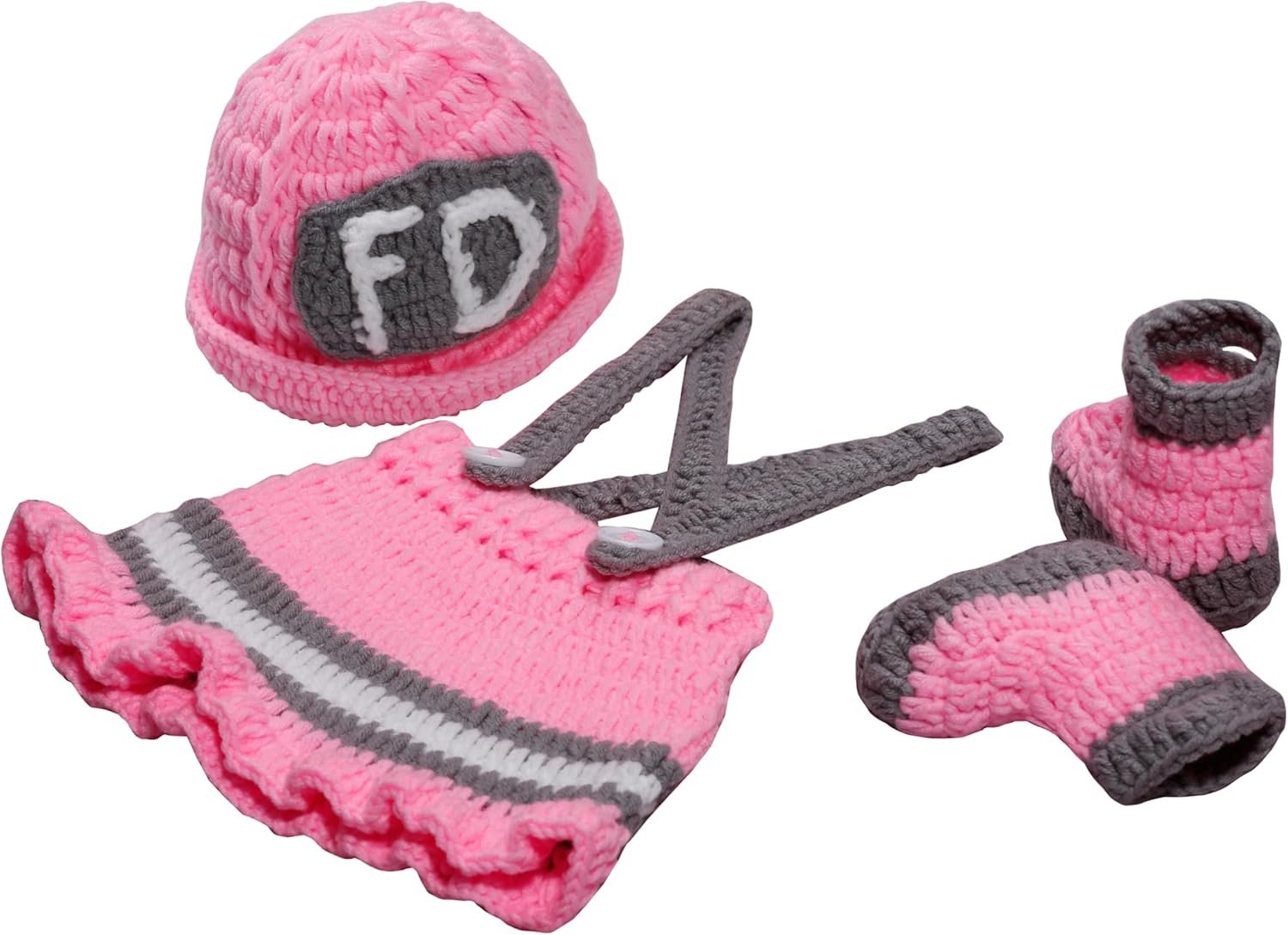 Matissa Newborn Baby Girl/Boy Crochet Knit Costume Photography Prop Hats and Outfits (Little Firewoman)