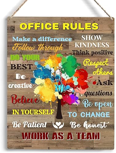 Arte de pared inspirador, decoración de oficina, reglas de oficina, arte de pared con citas motivacionales, decoración de pared para dormitorio,