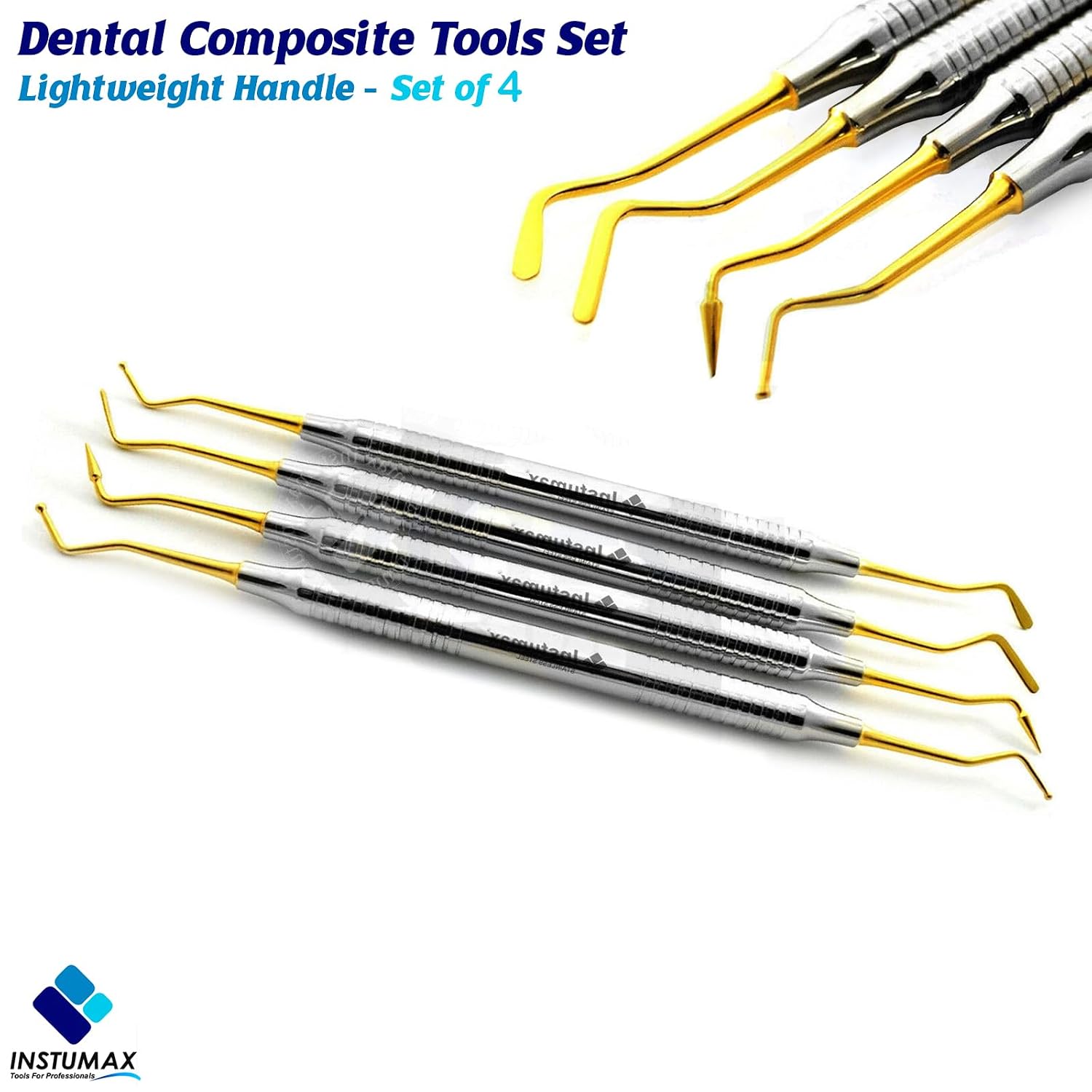 24-Pcs Dental Composite Restoration Filling Kit - Pluggers, Burnishers, Scalers, Tofflemire Bands, Heidmann Spatulas, Rubber Dam Pliers - Professional Restorative Instruments Set