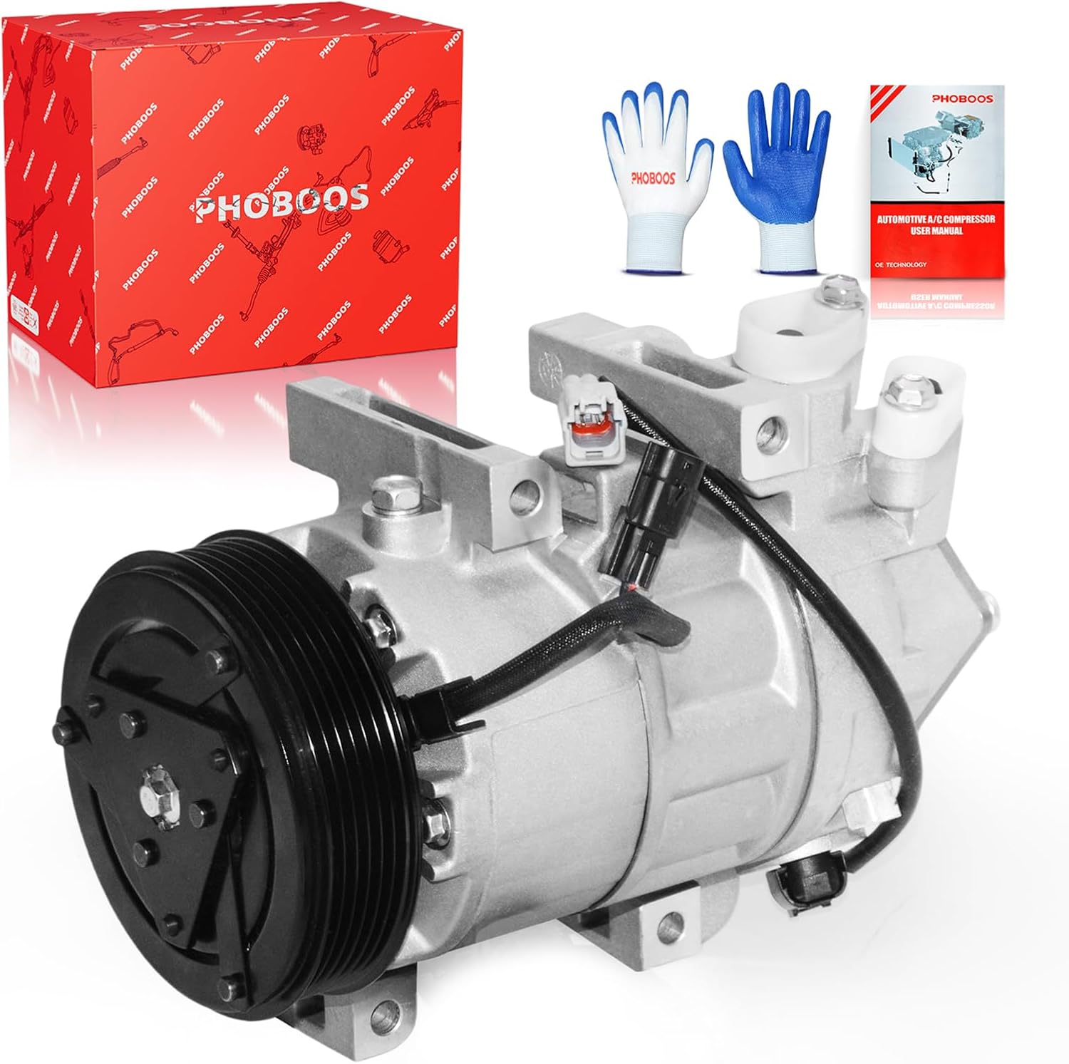 PHOBOOS A/C Compressor with Clutch Compatible with Nissan Altima 2007, Nissan Altima 2013-2018, Nissan Rogue 2014-2020, L4 2.5L. Fast Cooling, Low Noise, Easy Installation, Ref. 98664 PBACC028