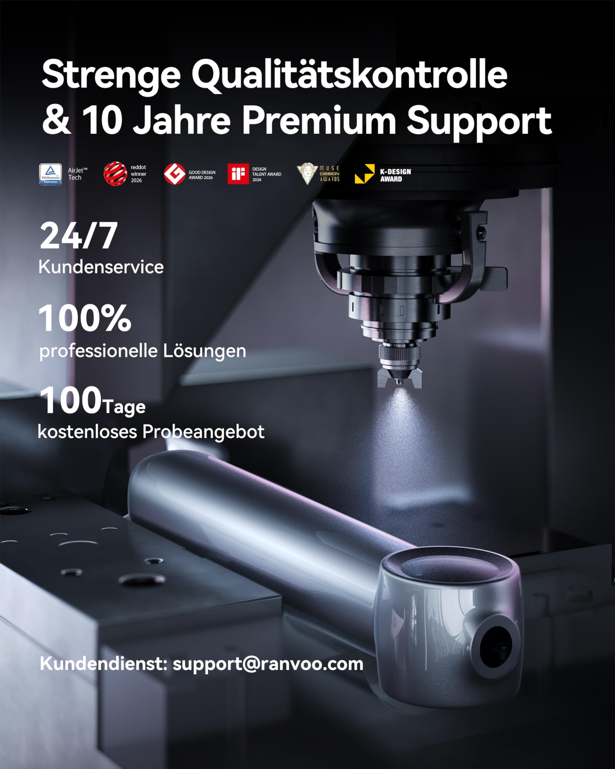 RANVOO AirJet X5 [Extra tiefe Zahnzwischenraum-Reinigung] Next-Gen elektrische Zahnbürste, 100% Plaque-Entfernung, Zahnfleischpflege, für Zahnspangen geeignet, 60 Tage Akku, 3 Bürstenköpfe, Stahlblau