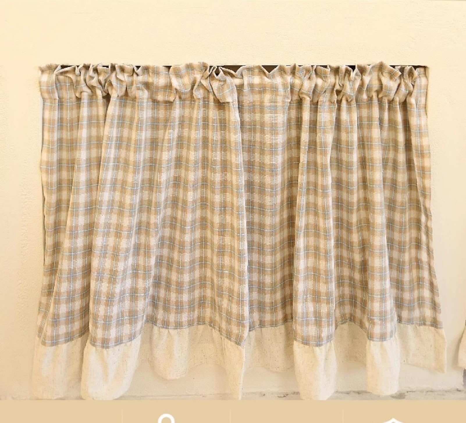 Tenda Corta Rustica A Quadri Per Cucina - Mantovana Decorativa 135x80 Cm, Tessuto Resistente - Foto 11