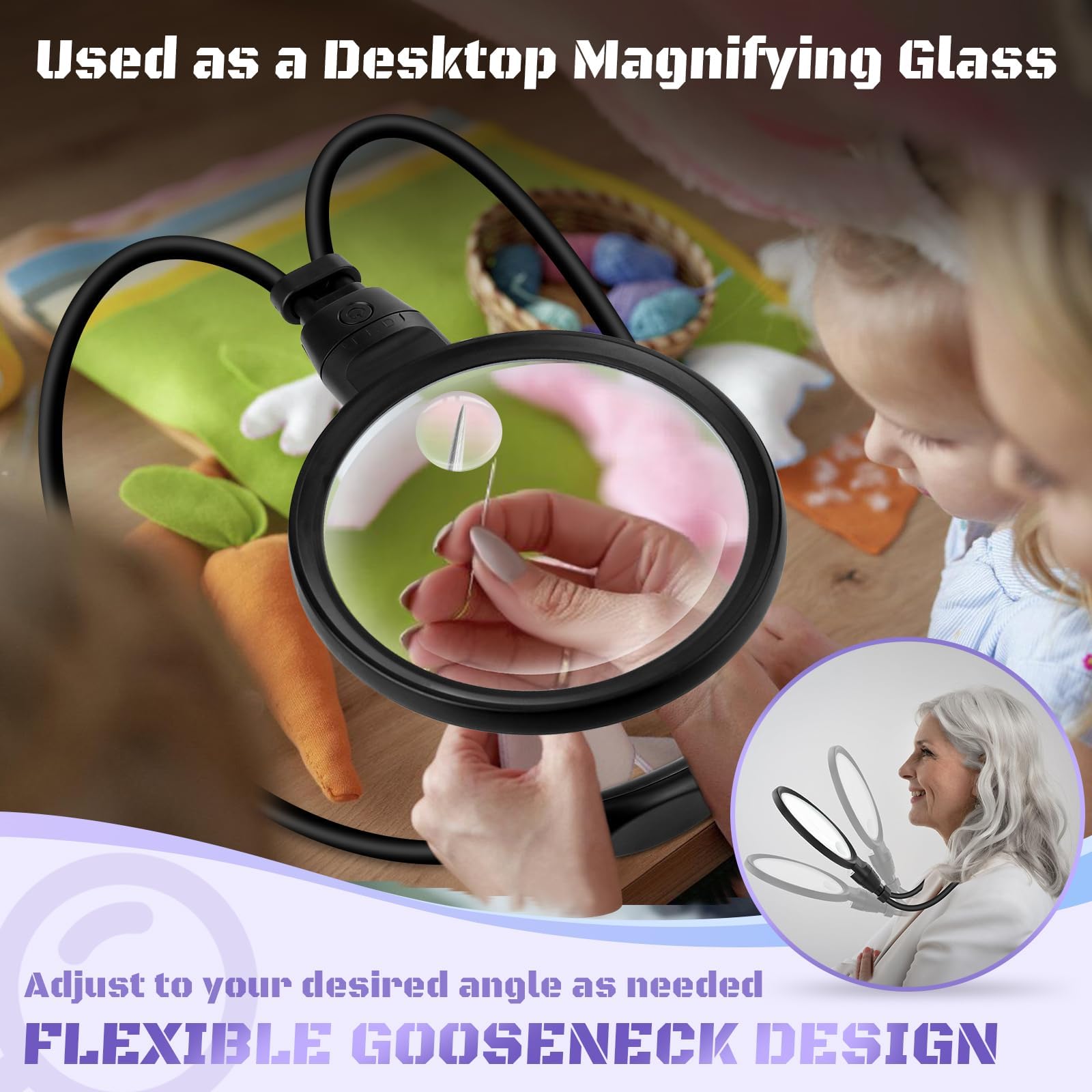 NZQXJXZ 10X Hands Free Magnifying Glass with Light - Image 4