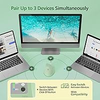 Vista 2 de Micropack Mouse Ergonómico Vertical Inalámbrico Bluetooth para Laptop MacBook PC Recargable Clic Silencioso 3 Modos Multidispositivo 2.4G DPI Verde